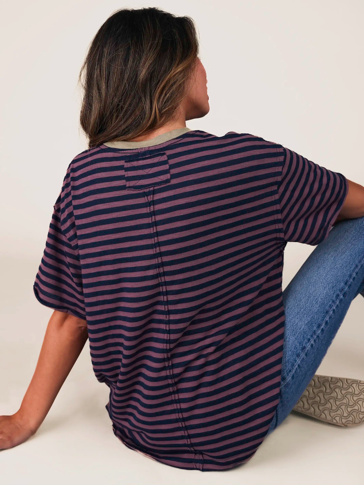 Take It In Striped Tee - Wild Plum