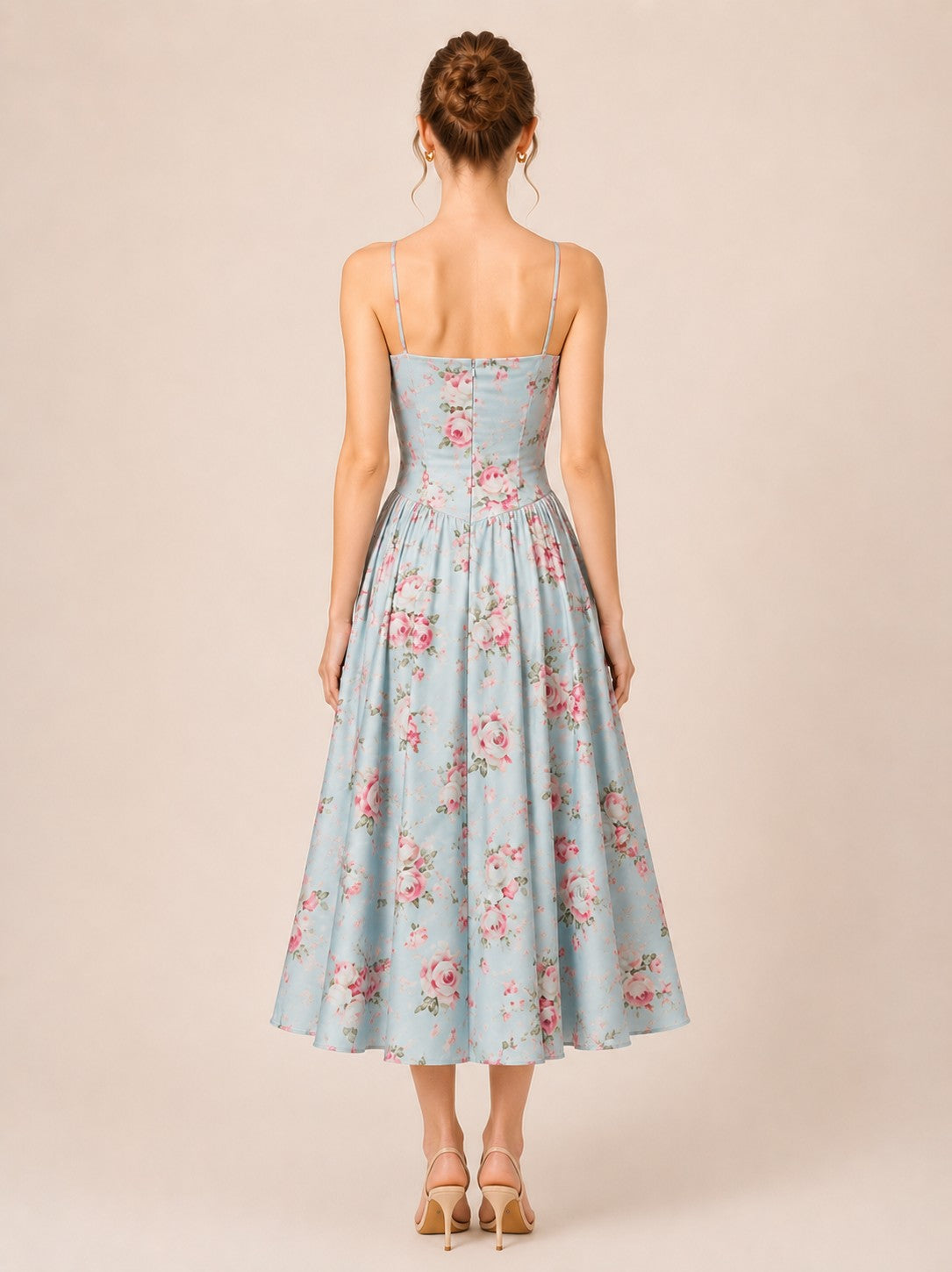 Waitlist 7/15 • Nori Sleeveless Spring Floral Print Midi Dress Blue