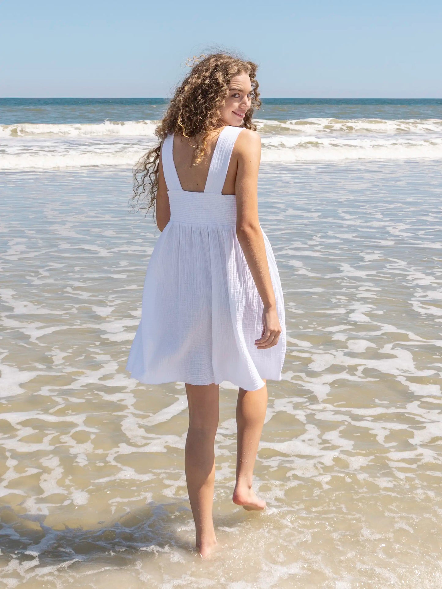 Tricia Mini Dress - White Cotton Gauze