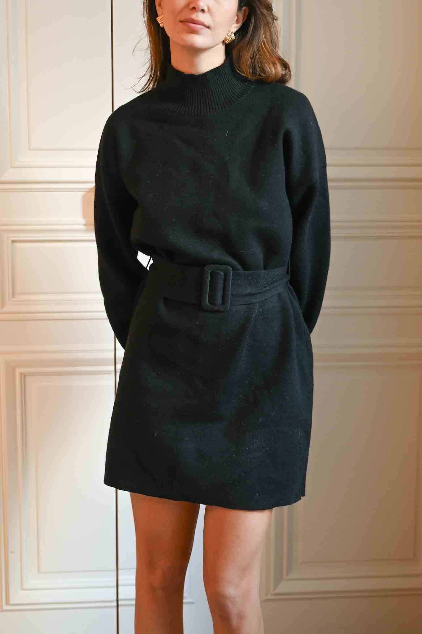 Coco Belted Mini Dress — Black