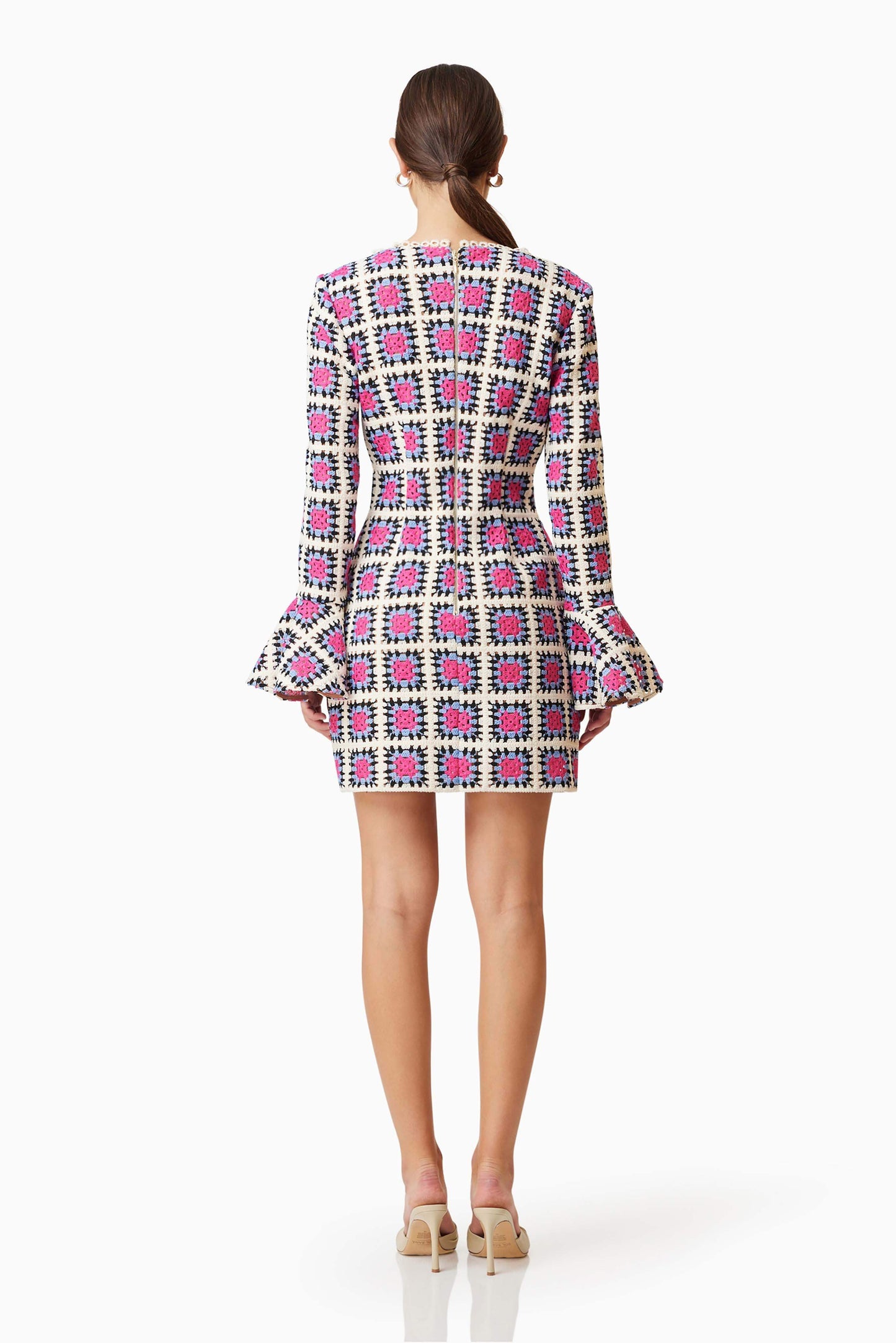 Luna Fitted Long Sleeved Mini Dress In Pink
