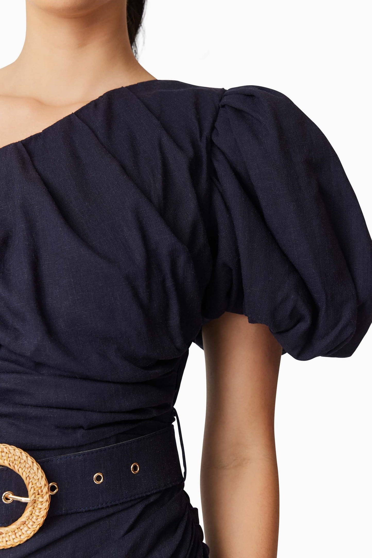 Kara Asymmetrical Mini Dress in Navy