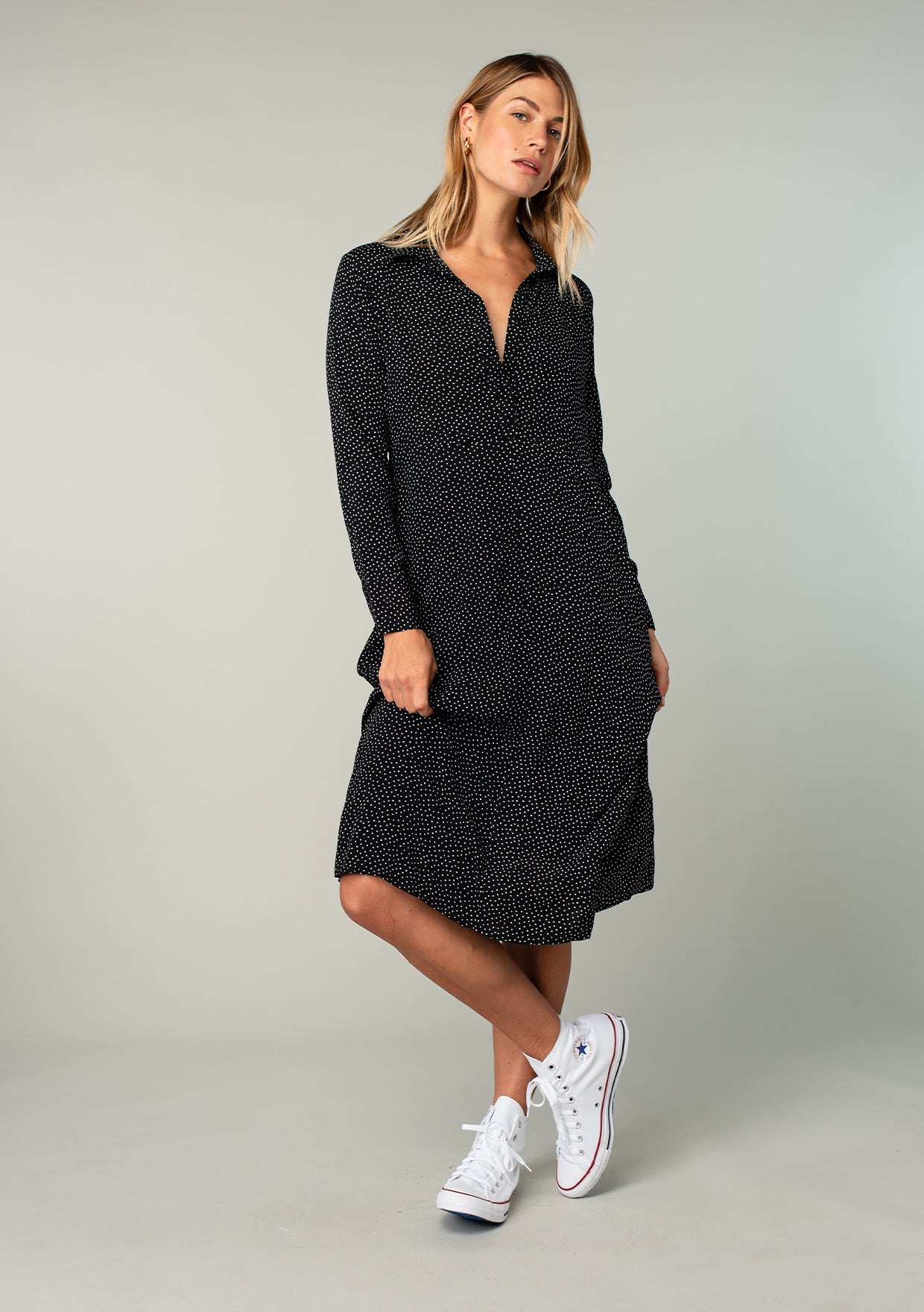 Bonjour Button Front Midi Dress