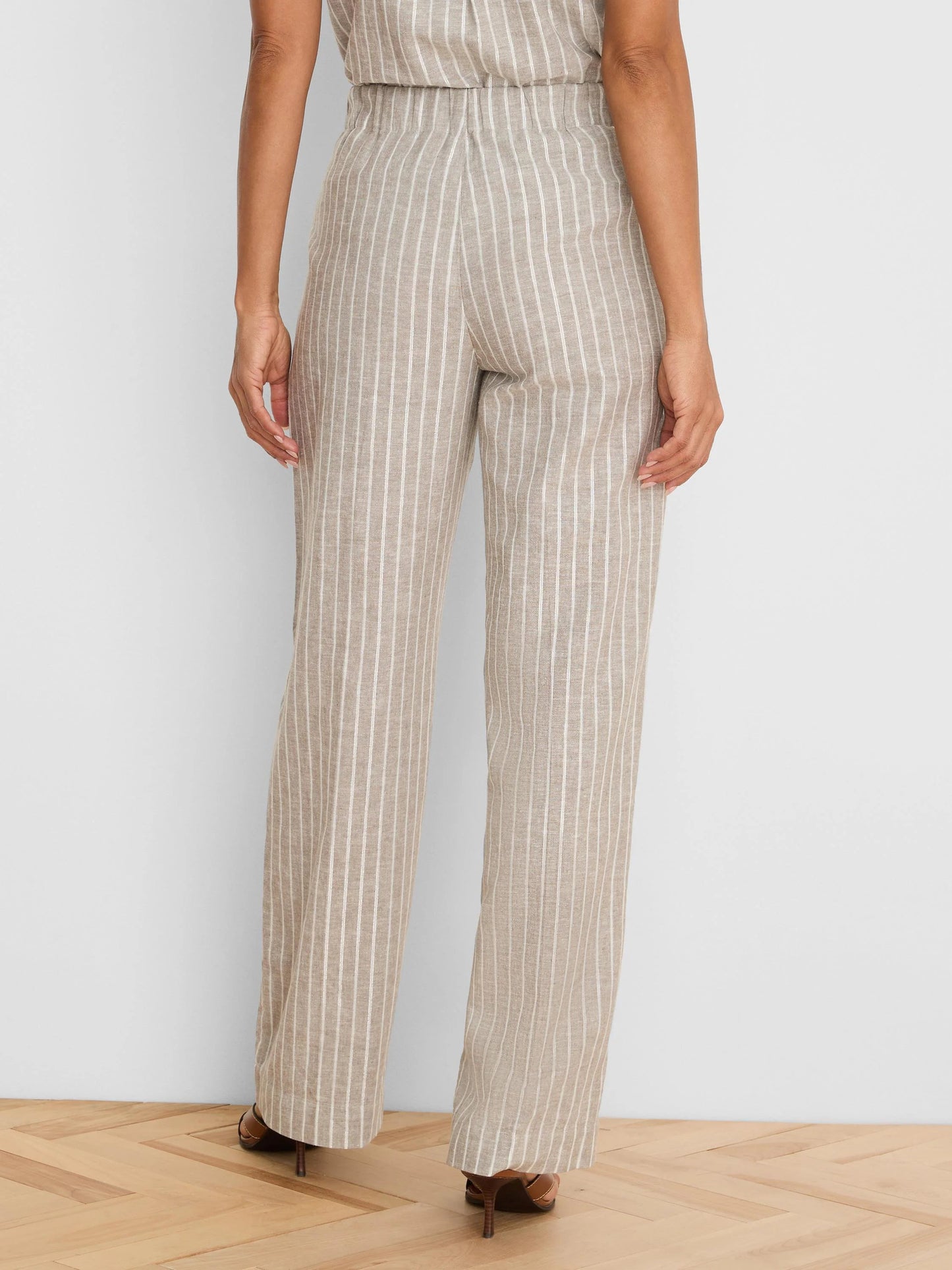 Lenox Wide Leg Striped Linen Pant