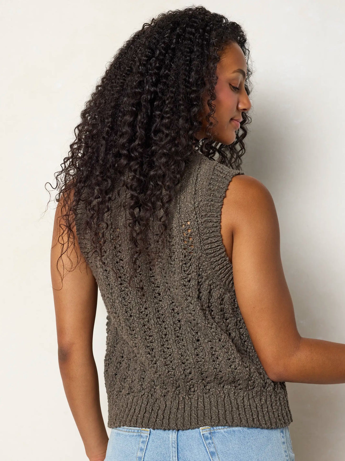Freya Cotton Sweater Vest - Charcoal