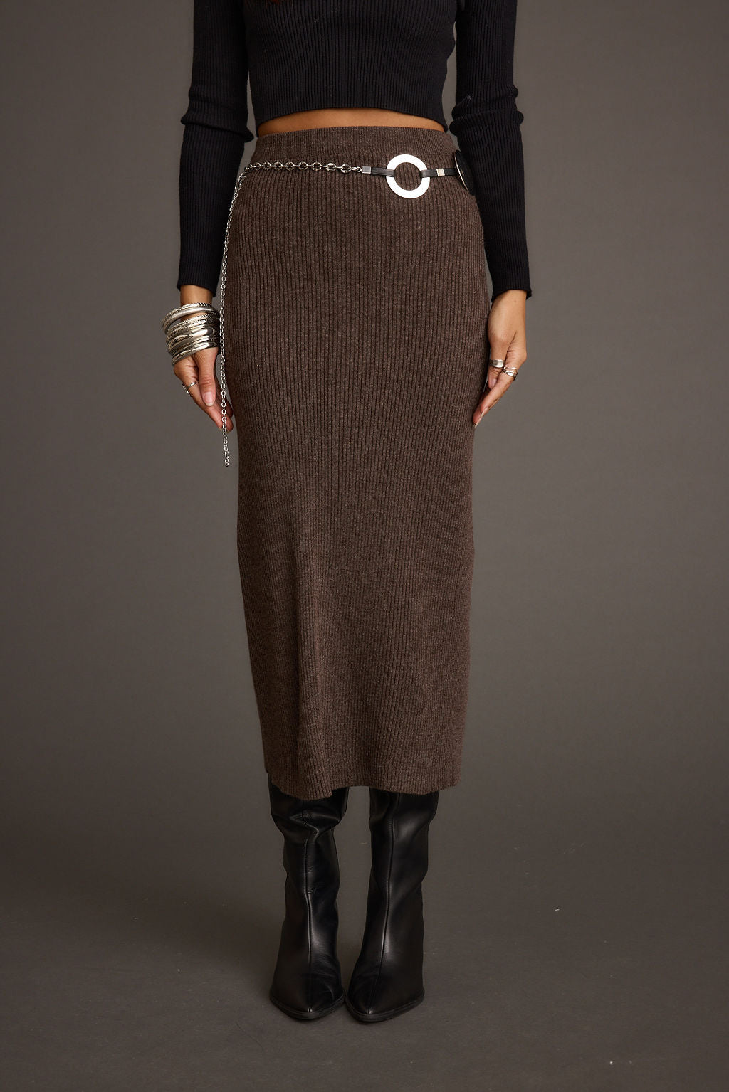 Tusk Mocha Sweater Midi Skirt
