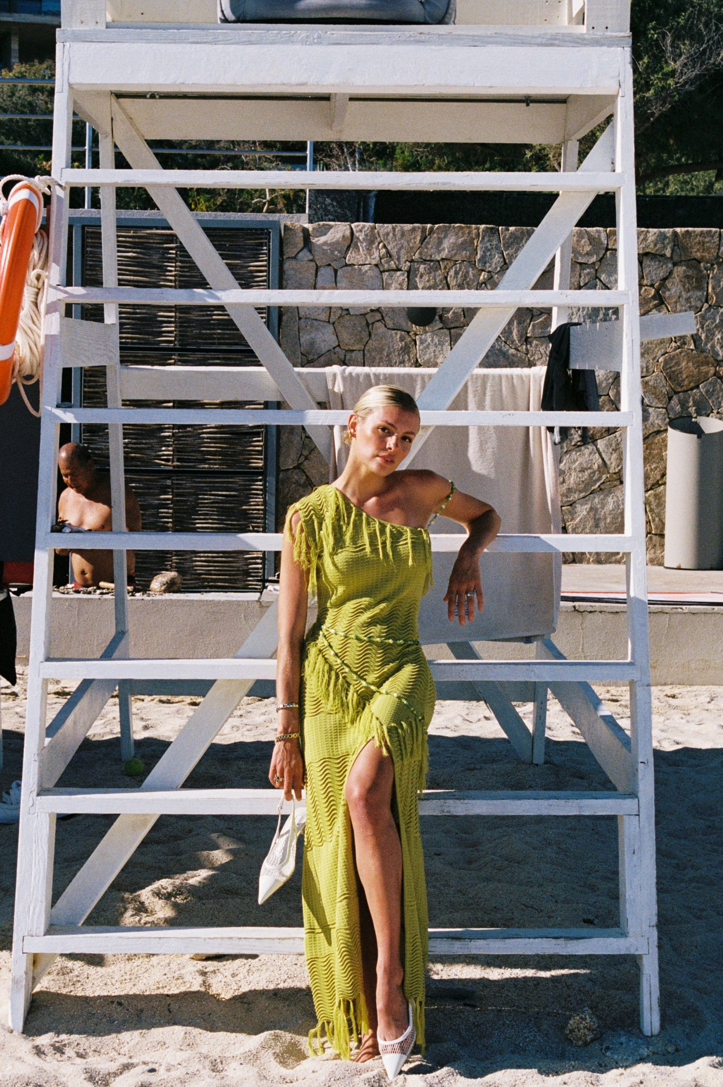 Frida Beaded Dress — Chartreuse