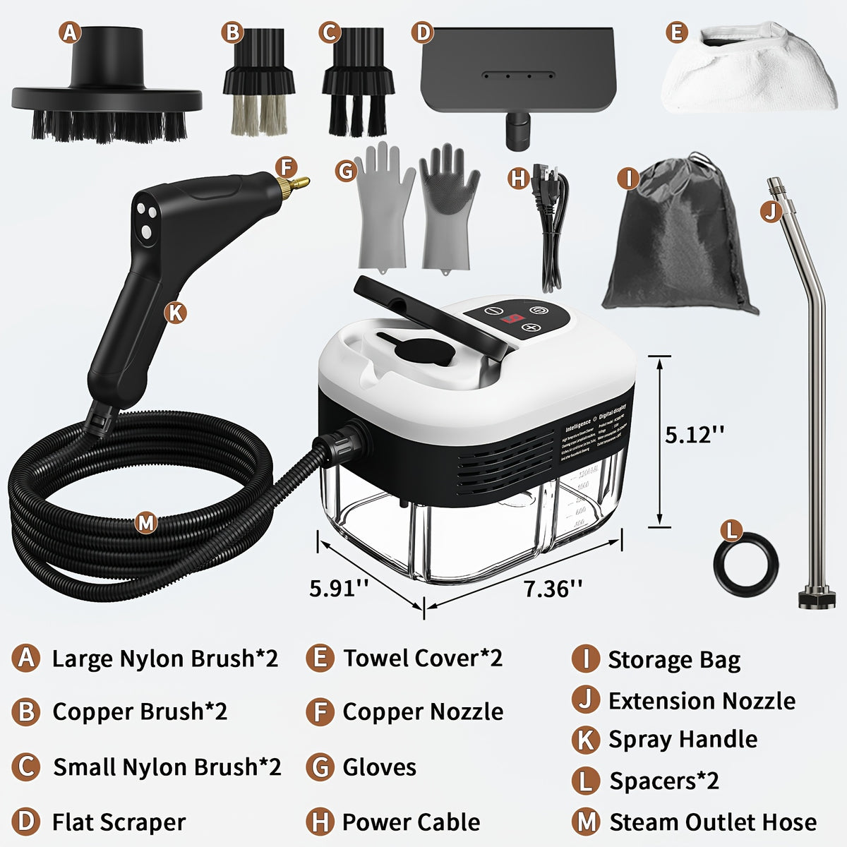 2500 W Steam Cleaner for Household Use, Portable Pressurized Steam Cleaner, High-Temperature Steamer for Car Detailing, Grout, Sofa, Floor Tiles, Bathroom, Microwave, Mattress Bed Bug Removal, Windows