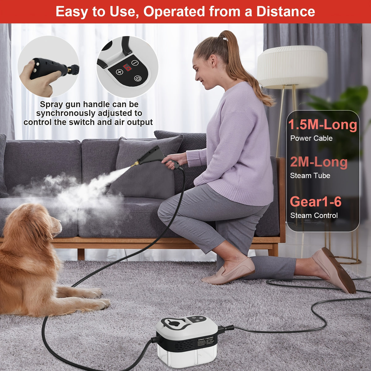 2500 W Steam Cleaner for Household Use, Portable Pressurized Steam Cleaner, High-Temperature Steamer for Car Detailing, Grout, Sofa, Floor Tiles, Bathroom, Microwave, Mattress Bed Bug Removal, Windows