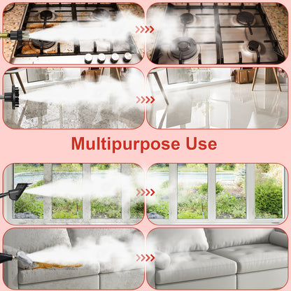 2500 W Steam Cleaner for Household Use, Portable Pressurized Steam Cleaner, High-Temperature Steamer for Car Detailing, Grout, Sofa, Floor Tiles, Bathroom, Microwave, Mattress Bed Bug Removal, Windows