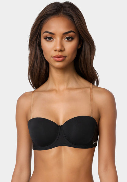 Strapless Microfiber Bra with Clear Strap Back