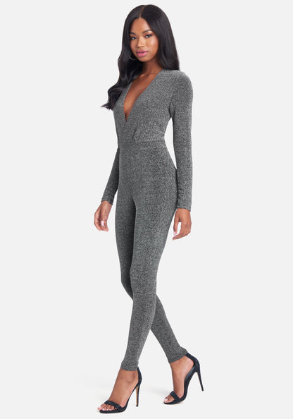 Plunge Neck Sparkle Catsuit