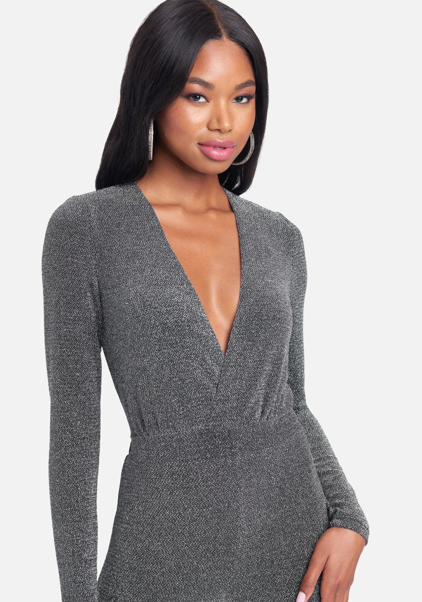 Plunge Neck Sparkle Catsuit