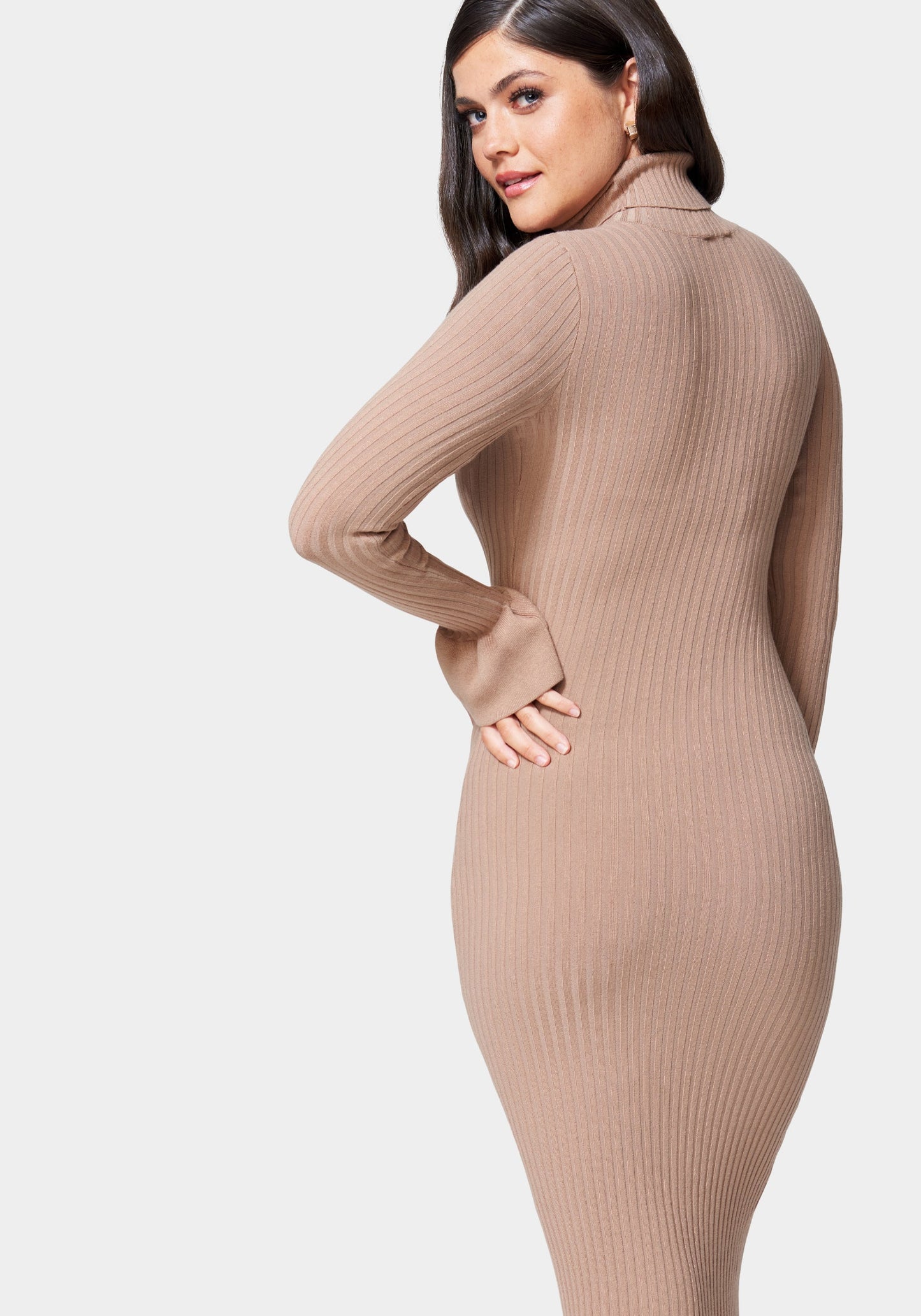 Bell Sleeve Turtleneck Midi Dress
