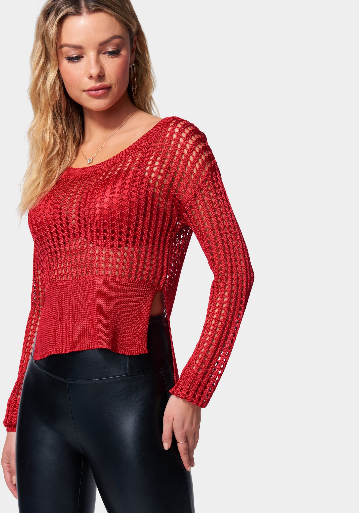 Open Knit Hi Lo Sweater