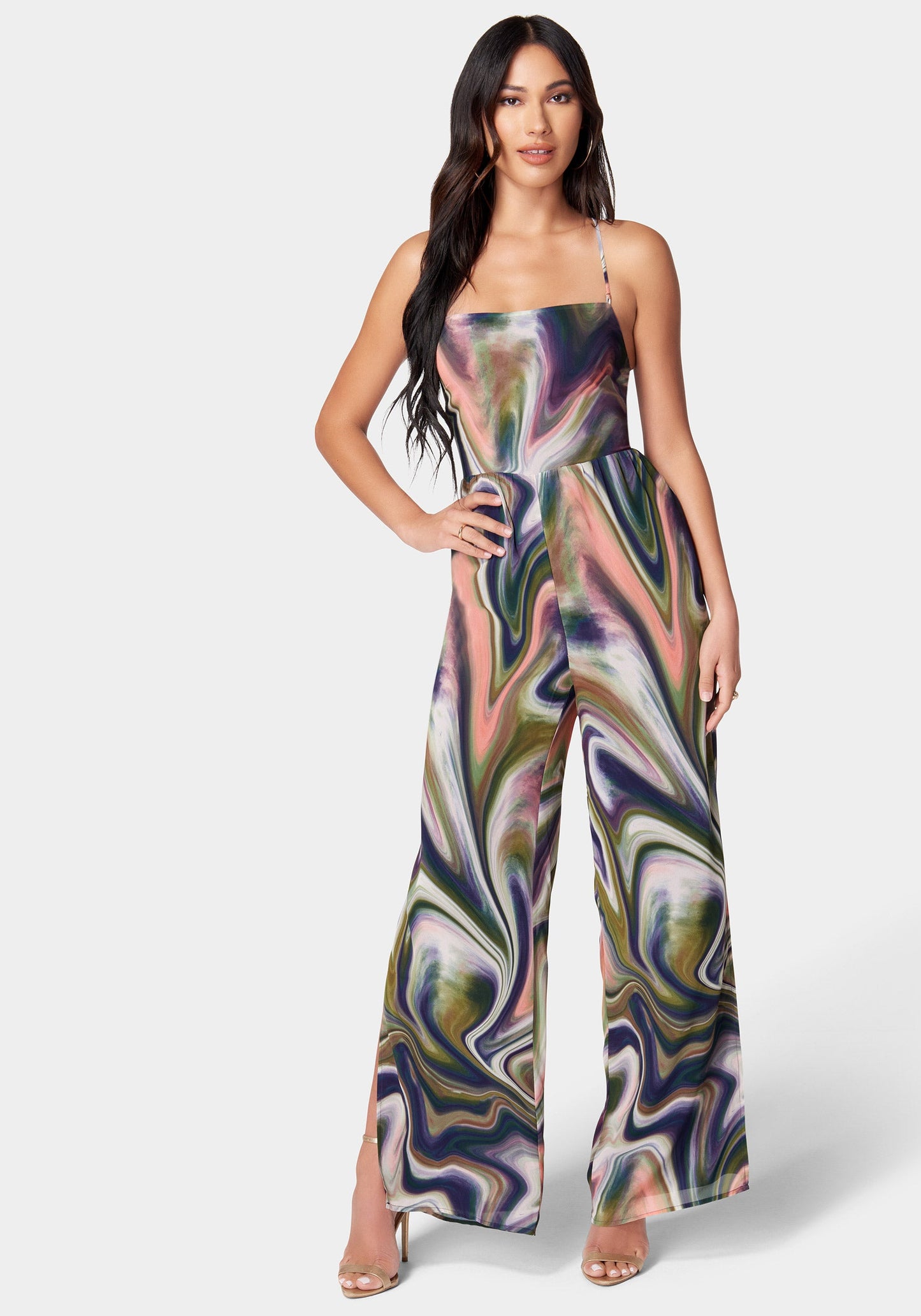 Lace-Up Side Slit Jumpsuit
