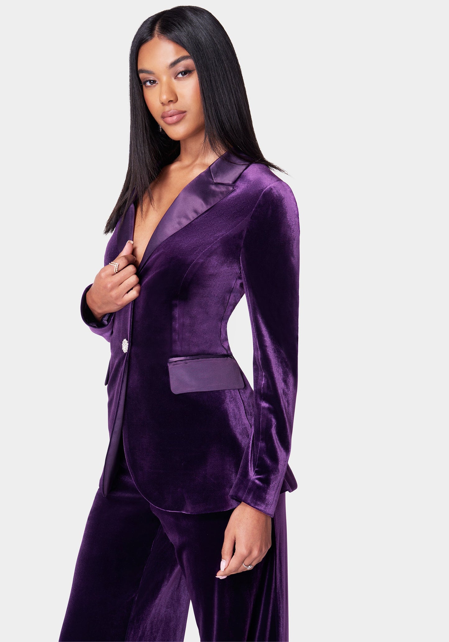 Satin Combo Tailored Velour Jacket