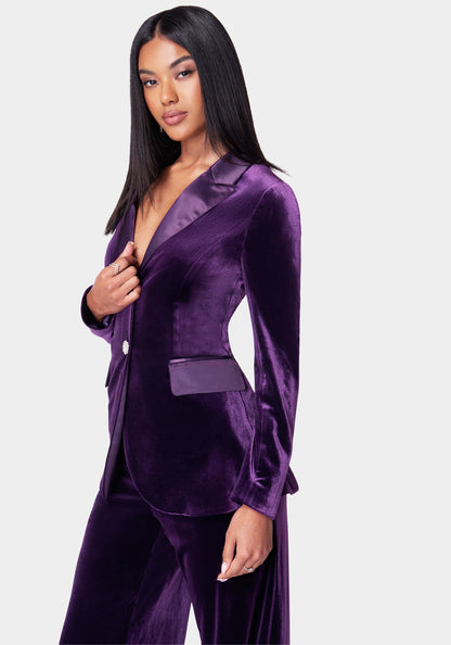 Satin Combo Tailored Velour Jacket
