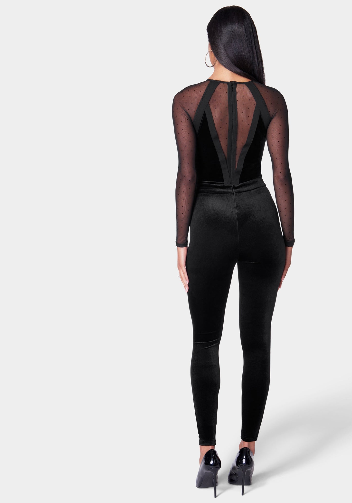Swiss Dot Combo Velour Catsuit