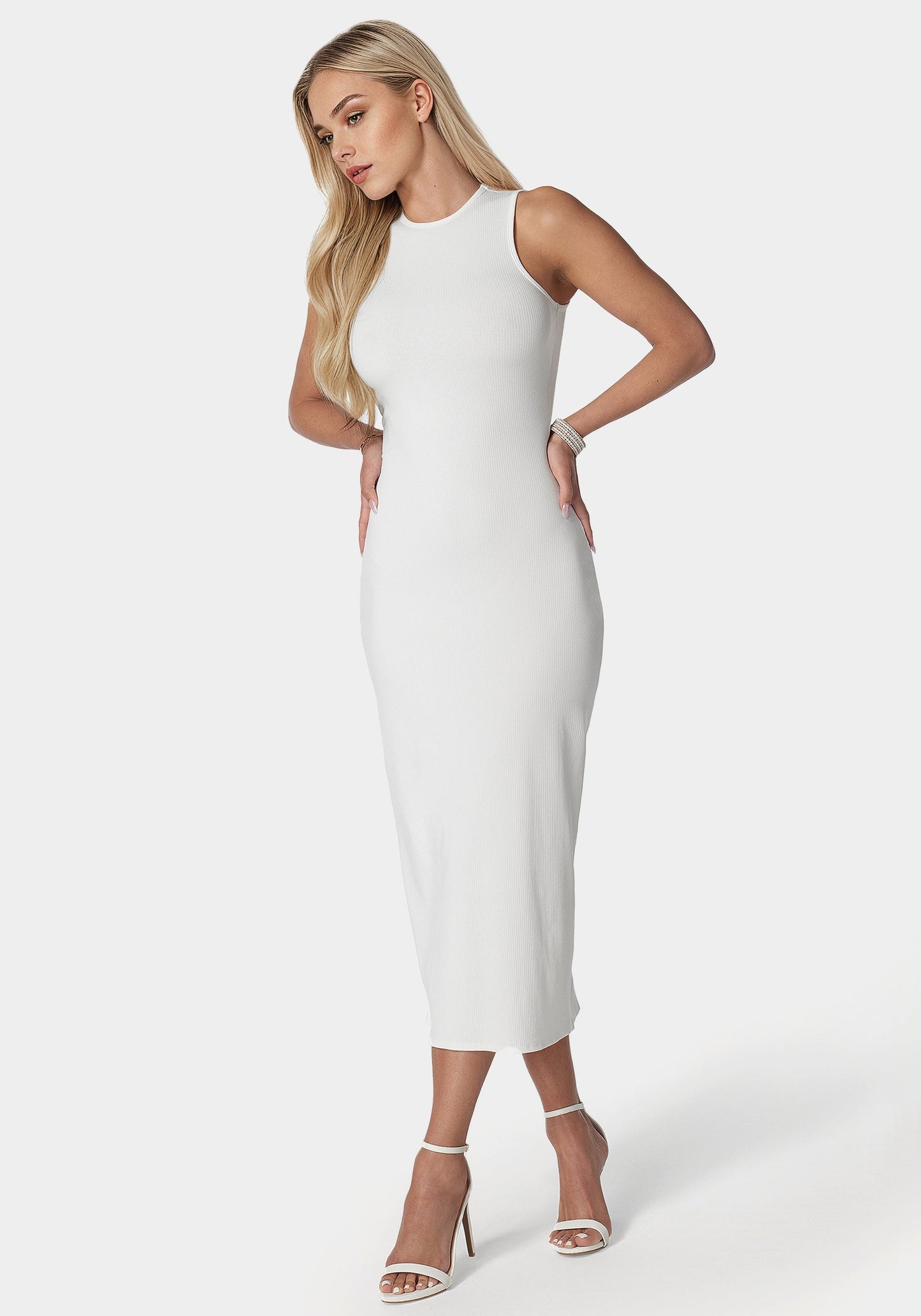 Rib Sleeveless Midi Dress