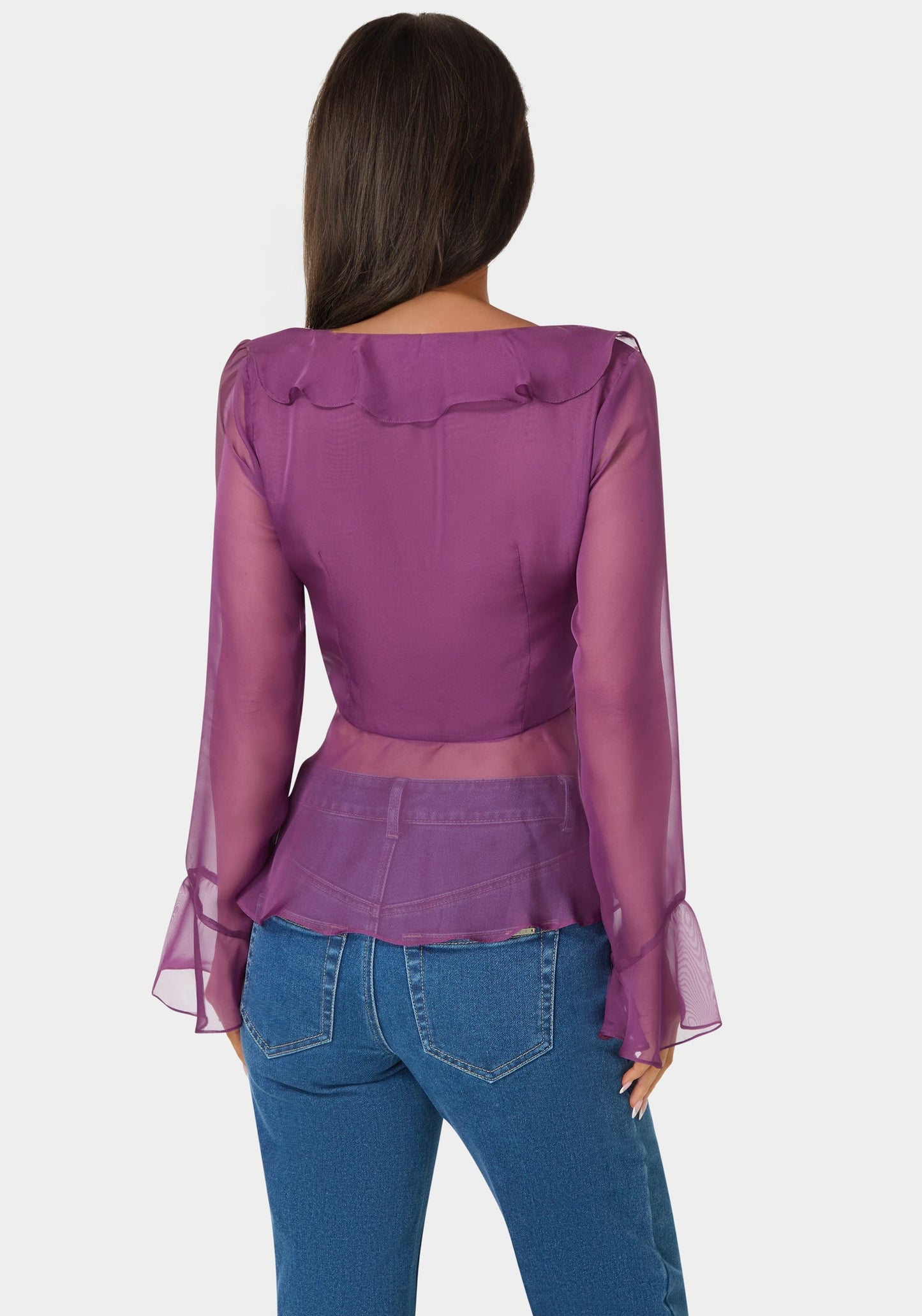 Chiffon Fit & Flare Tie Front Blouse