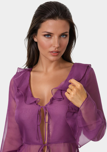 Chiffon Fit & Flare Tie Front Blouse