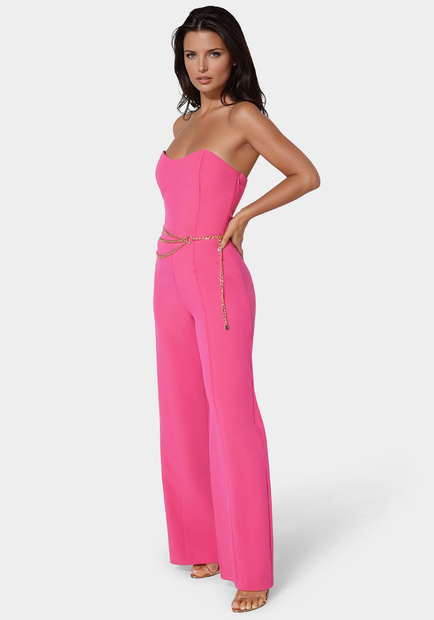 Scoop Neck Belted Palazzo Leg Jumpsuit