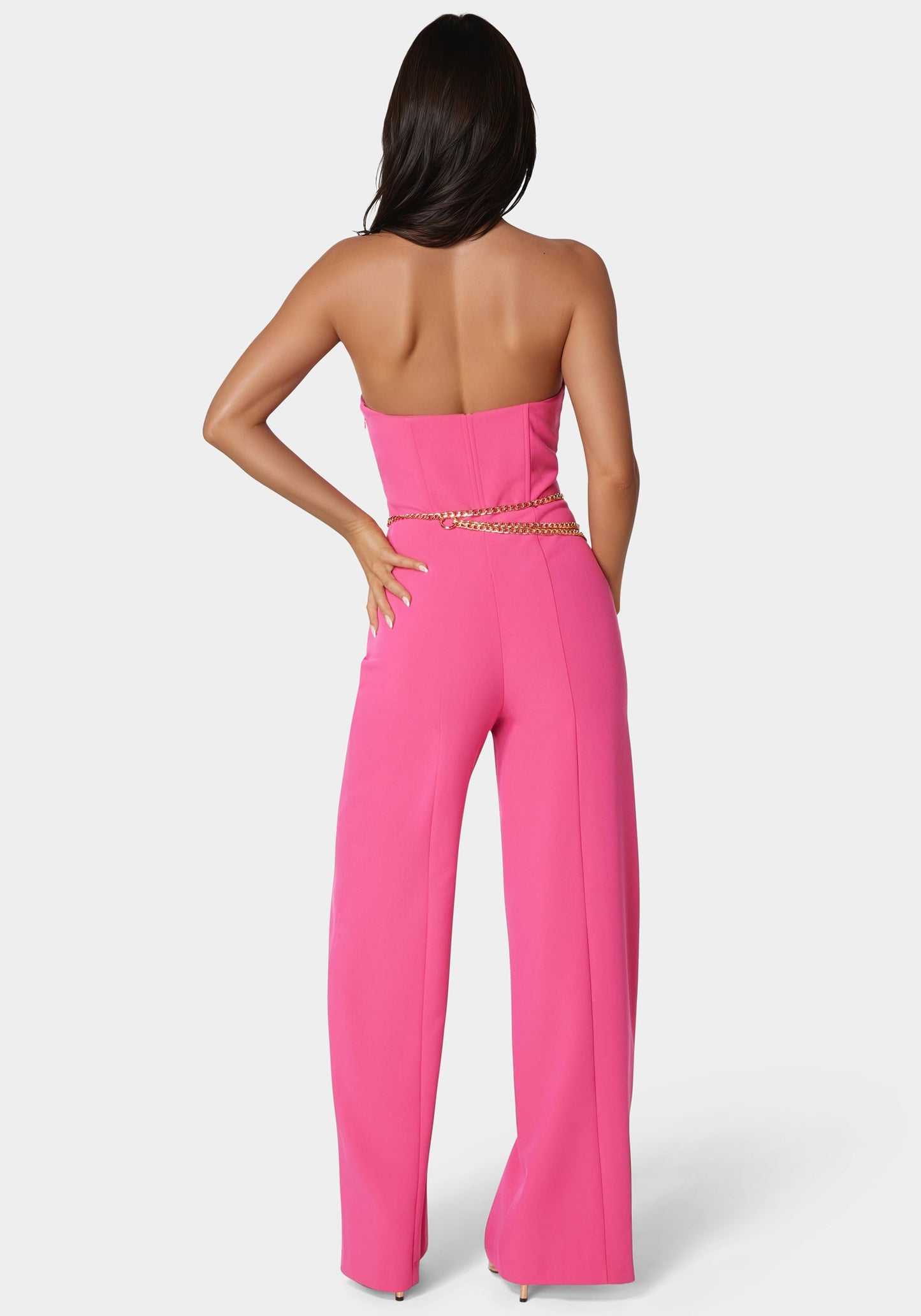 Scoop Neck Belted Palazzo Leg Jumpsuit