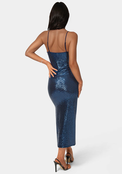 Disco Dot Maxi V Neck Gown