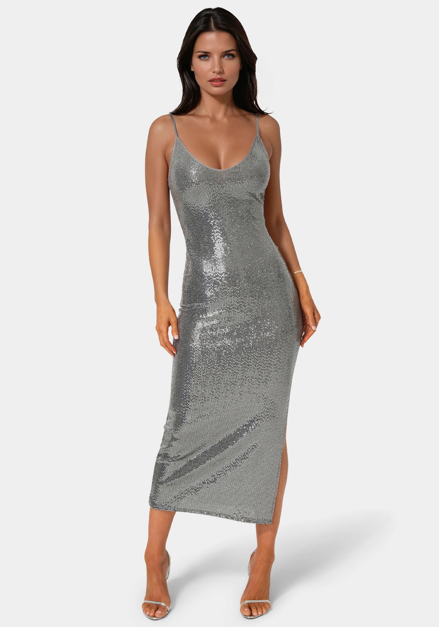 Disco Dot Maxi V Neck Gown