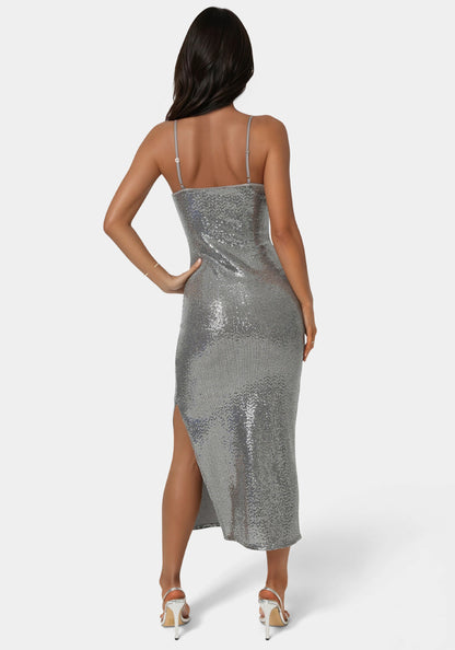 Disco Dot Maxi V Neck Gown