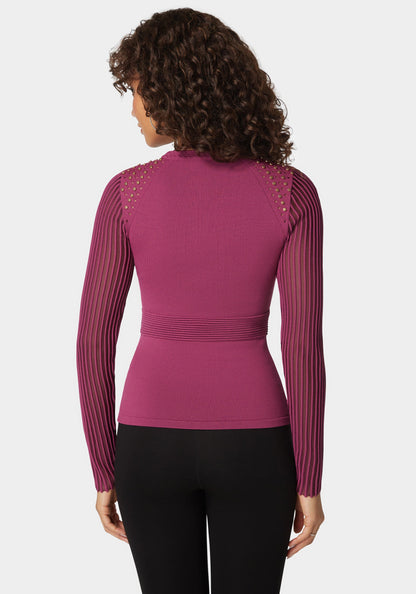 Stud Detail Shadow Stripe Sweater Top