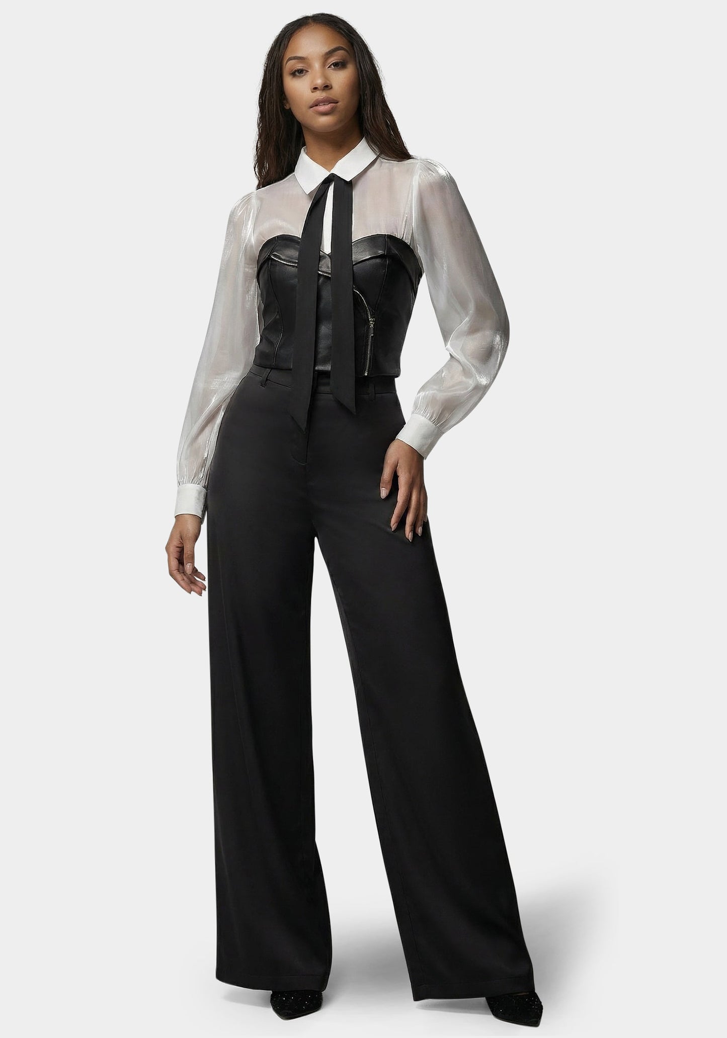 Symmetric Zipper Vegan Leather Corset