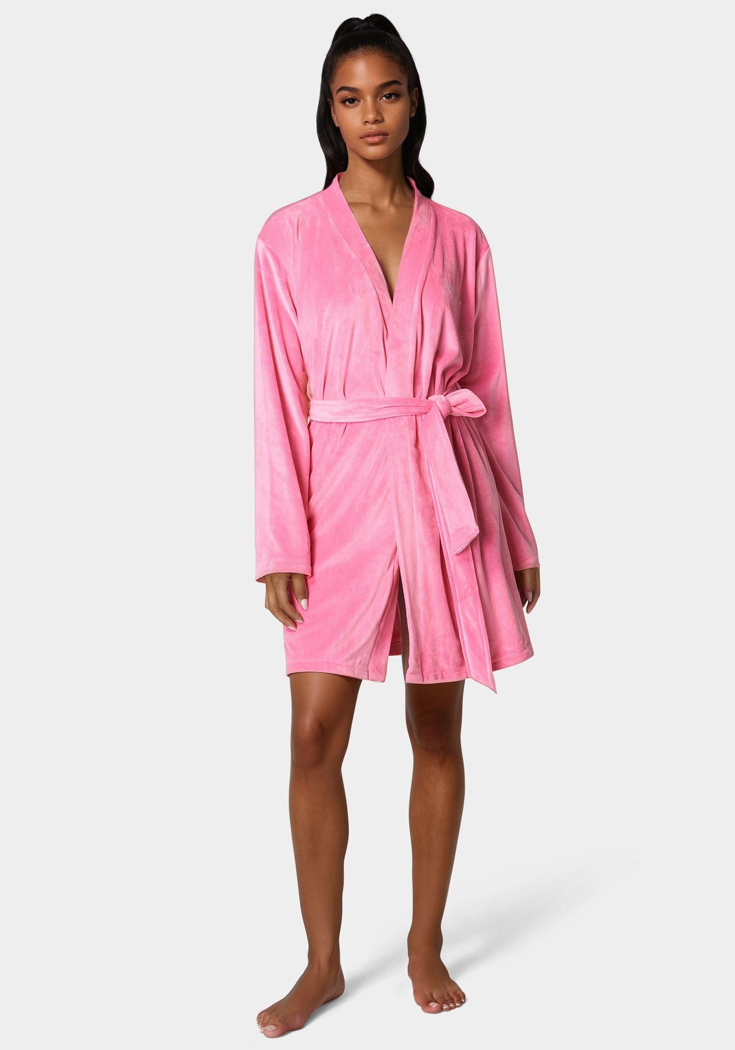Velour Robe With Rhinestone