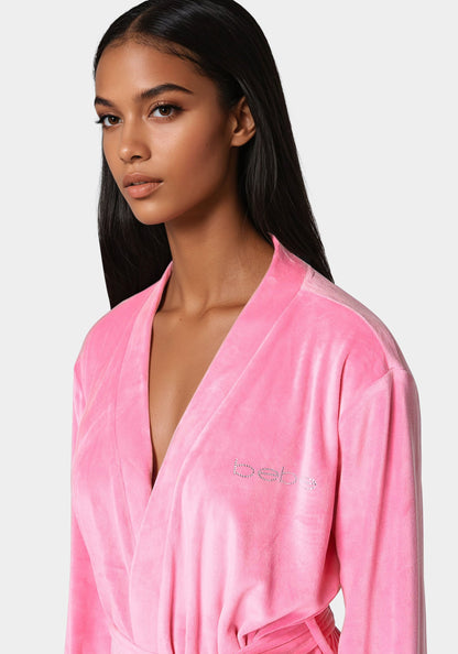 Velour Robe With Rhinestone