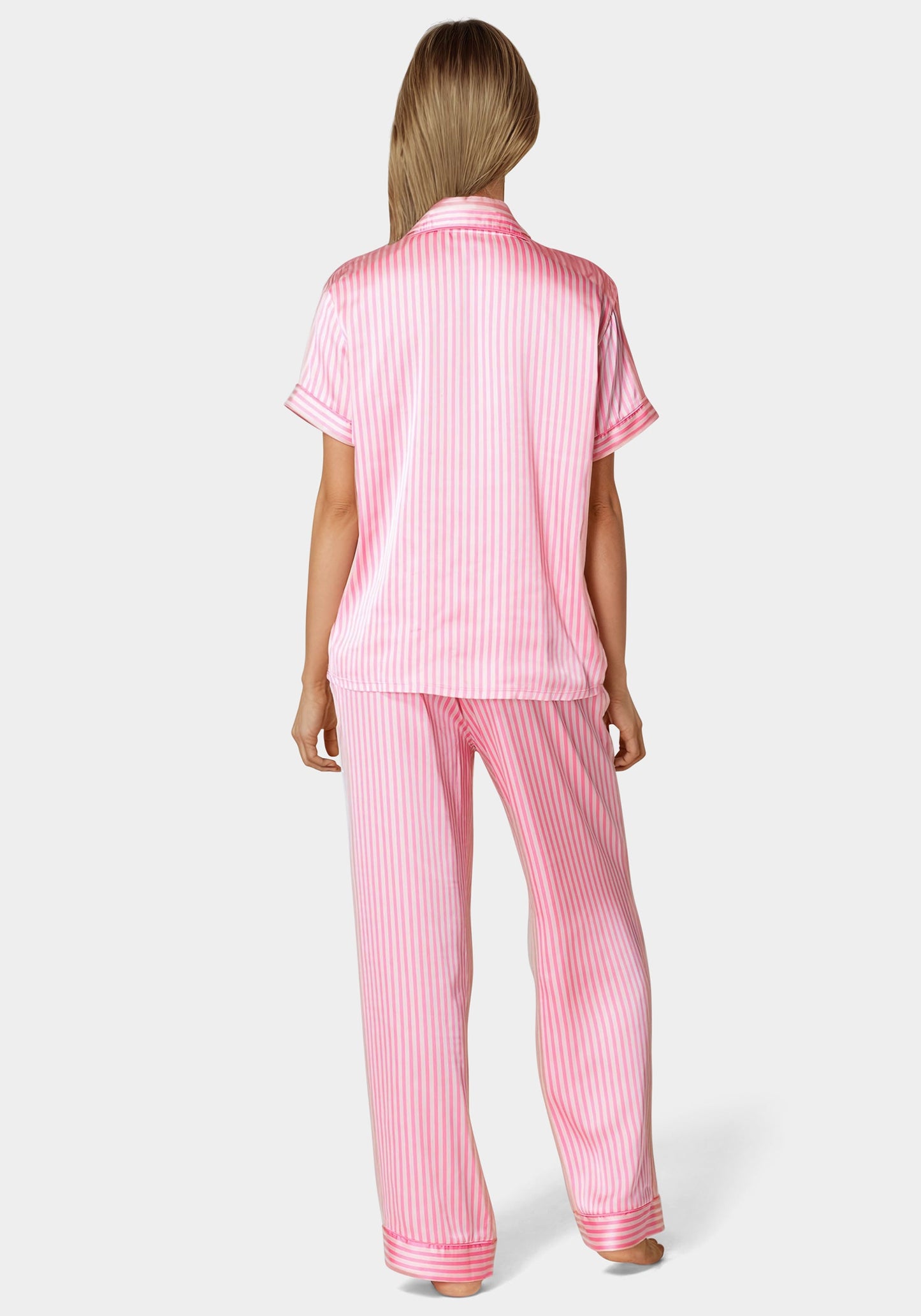 Notch Collar Silky Satin Sets