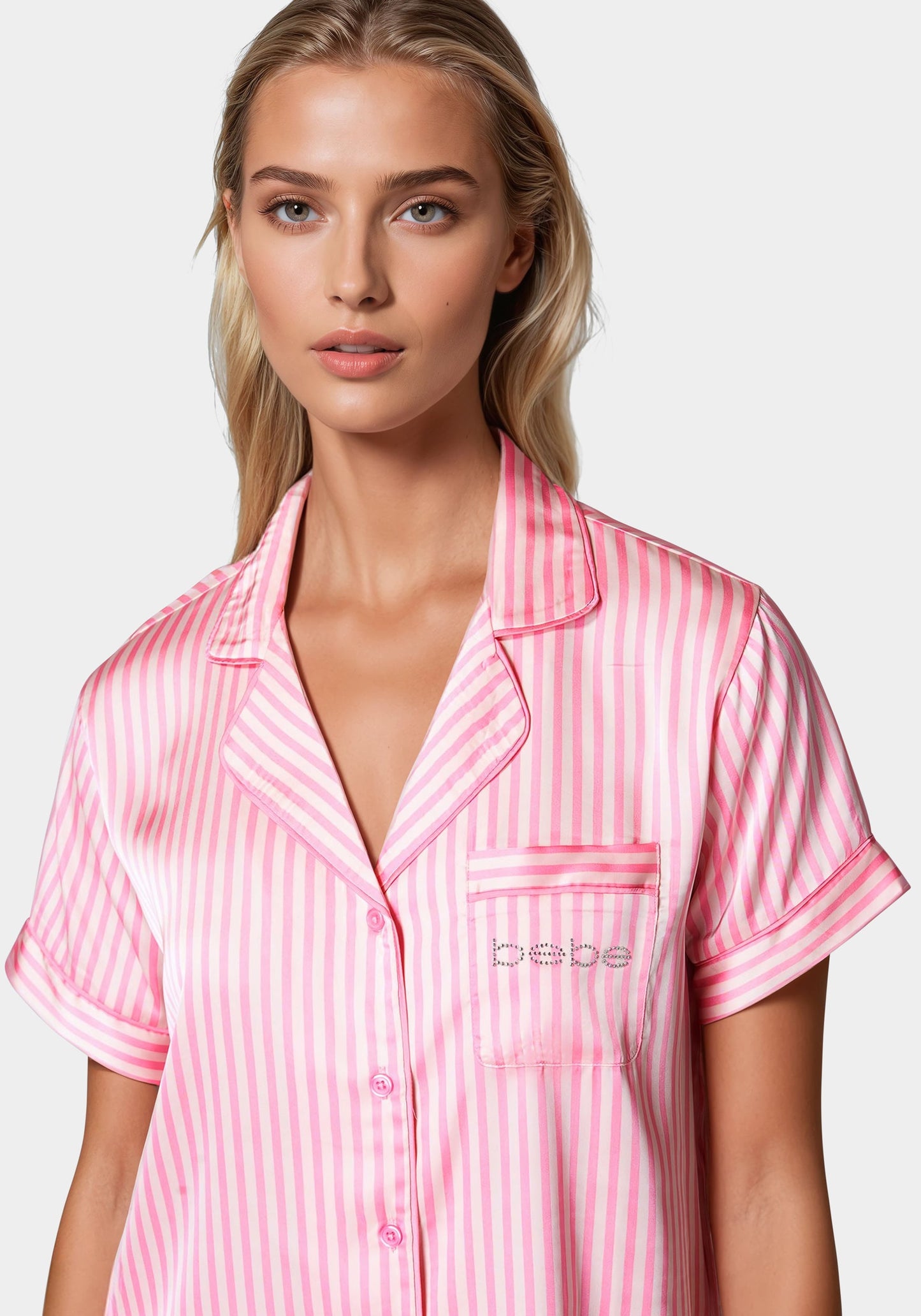 Notch Collar Silky Satin Sets