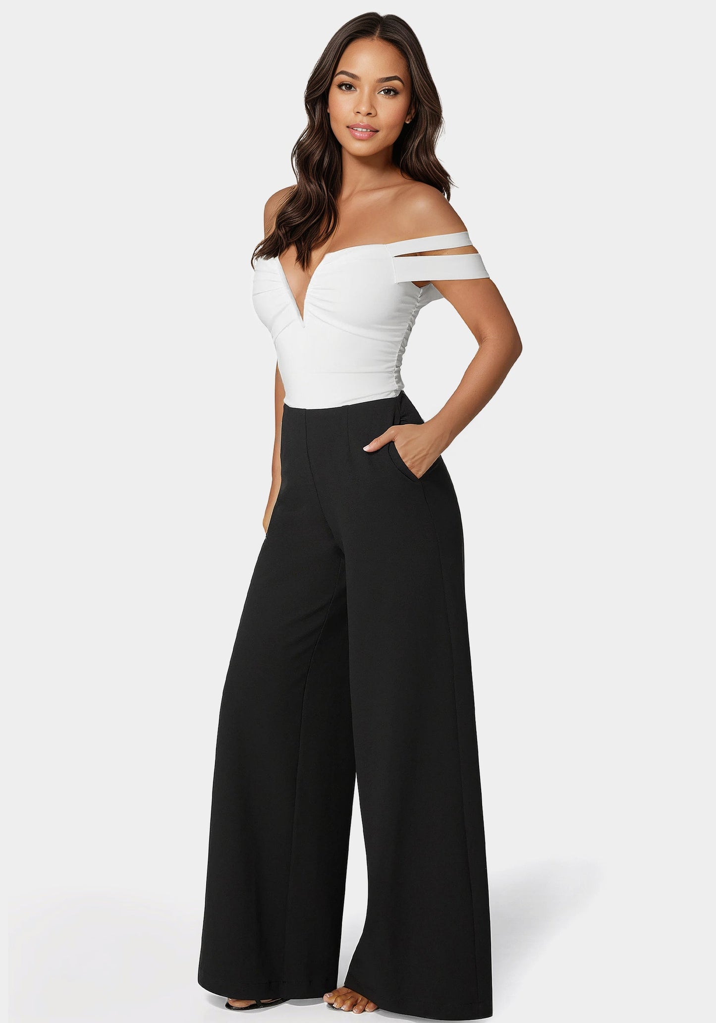 Off Shoulder Full Wide Leg Jumpsuit