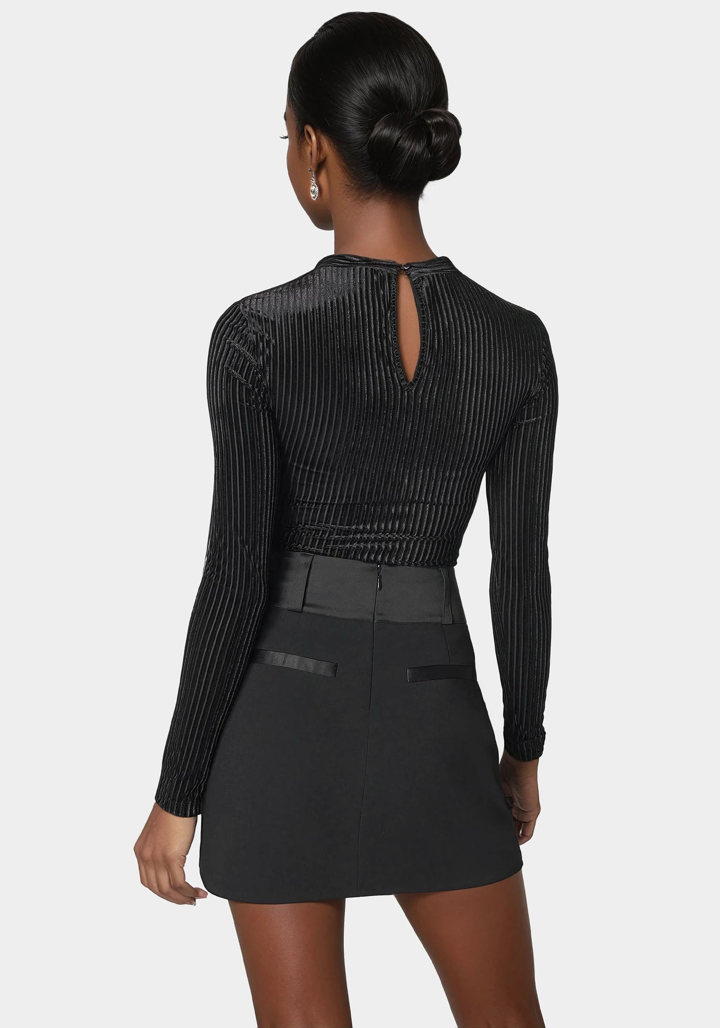 Shadow Stripe Velour Cutout Bodysuit