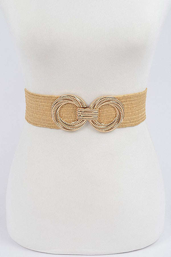 Dixie Large Metal Buckle Woven Belt Khaki