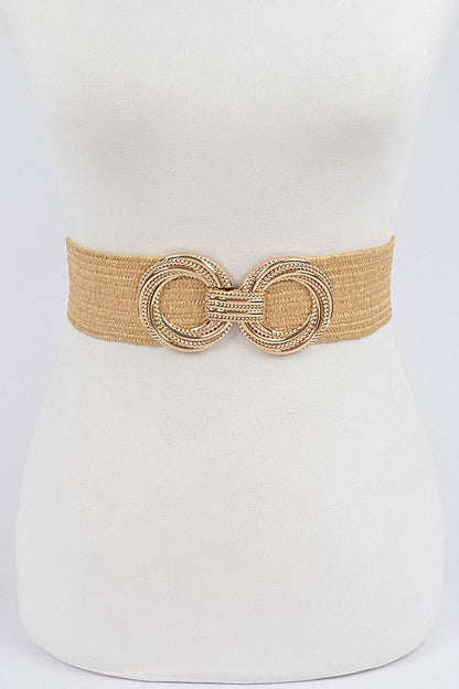 Dixie Large Metal Buckle Woven Belt Khaki