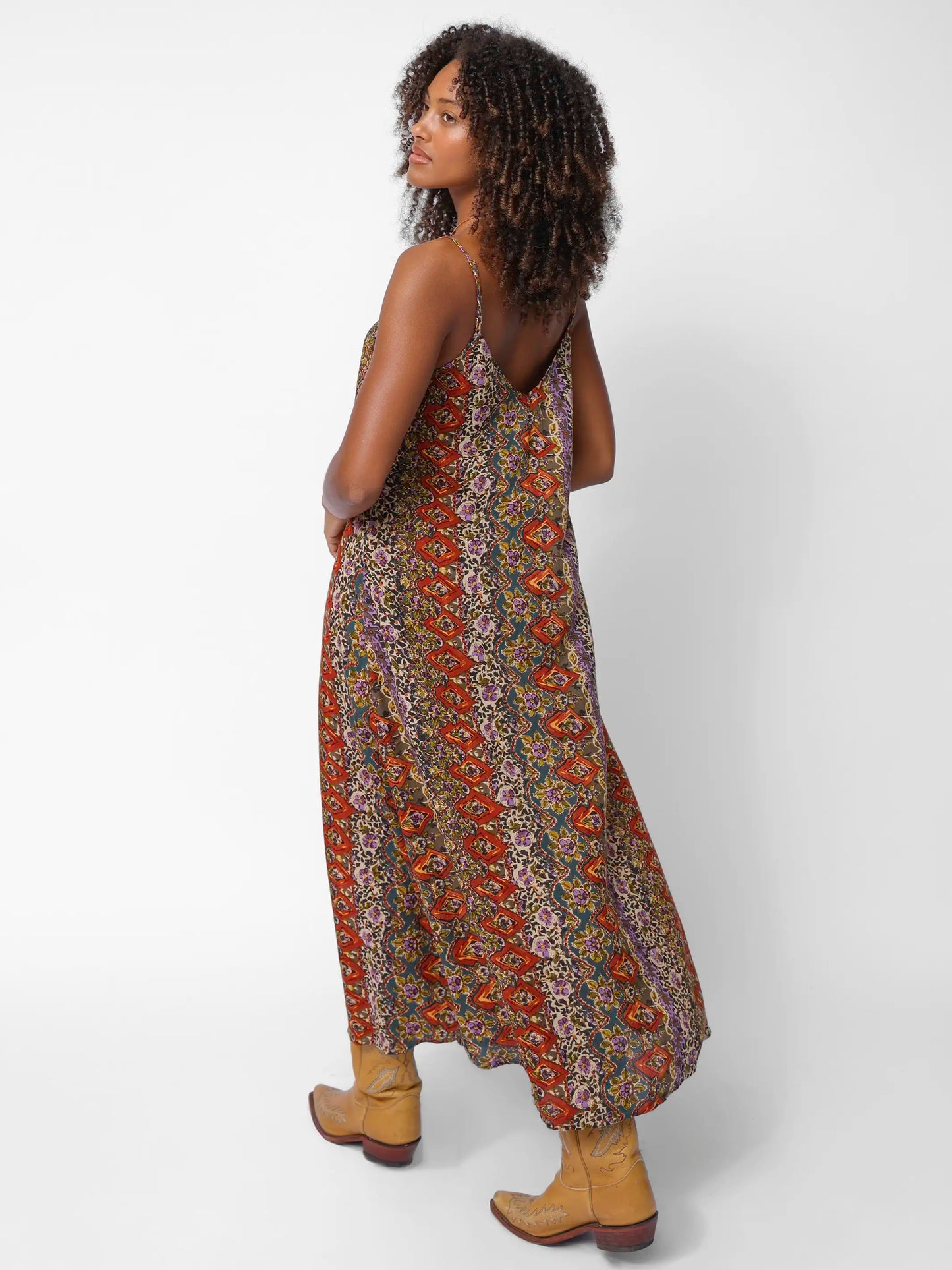 Gracie Slip Maxi Dress - Brown Tuscany Border