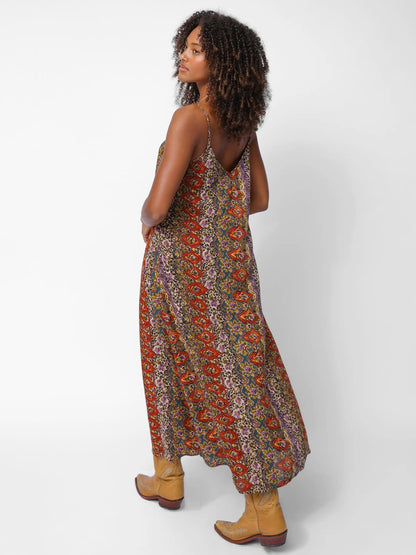Gracie Slip Maxi Dress - Brown Tuscany Border