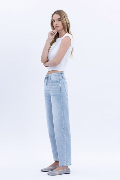 Noah High Rise Cropped Barrel Jeans Light Wash