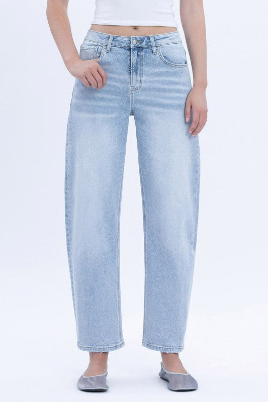 Noah High Rise Cropped Barrel Jeans Light Wash