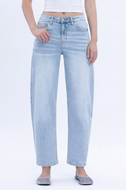 Noah High Rise Cropped Barrel Jeans Light Wash