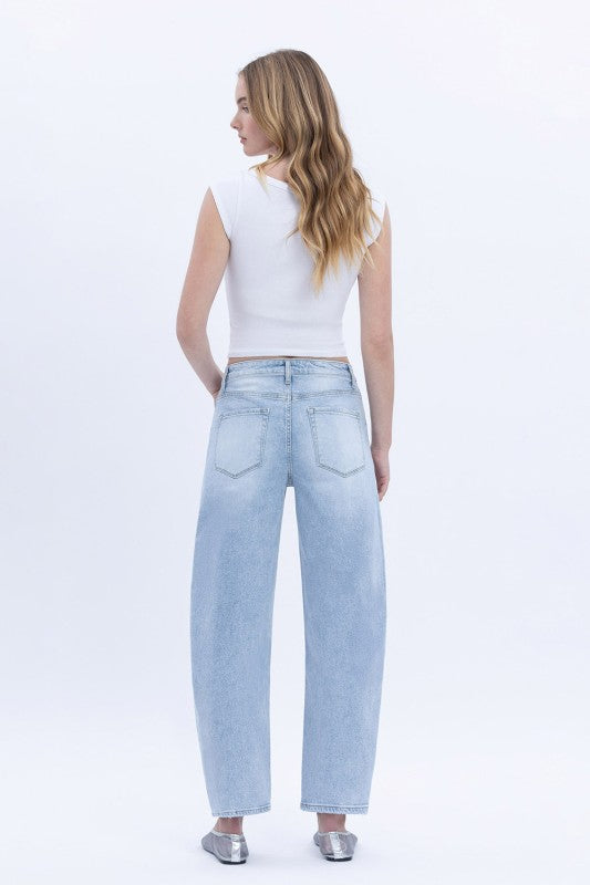 Noah High Rise Cropped Barrel Jeans Light Wash