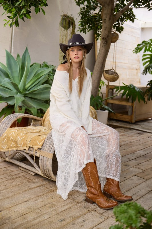 Tanya Long Sleeve Button Down Knit Cardigan Ivory