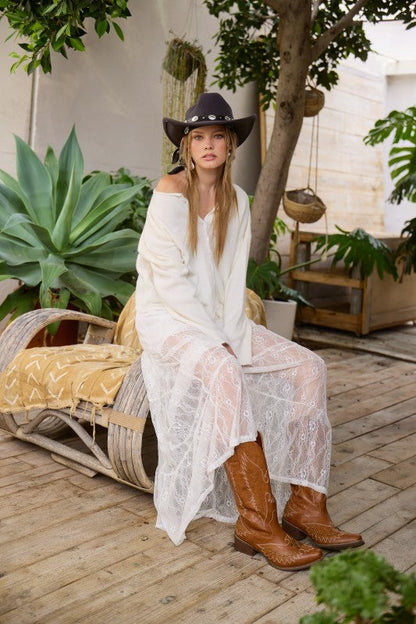 Tanya Long Sleeve Button Down Knit Cardigan Ivory