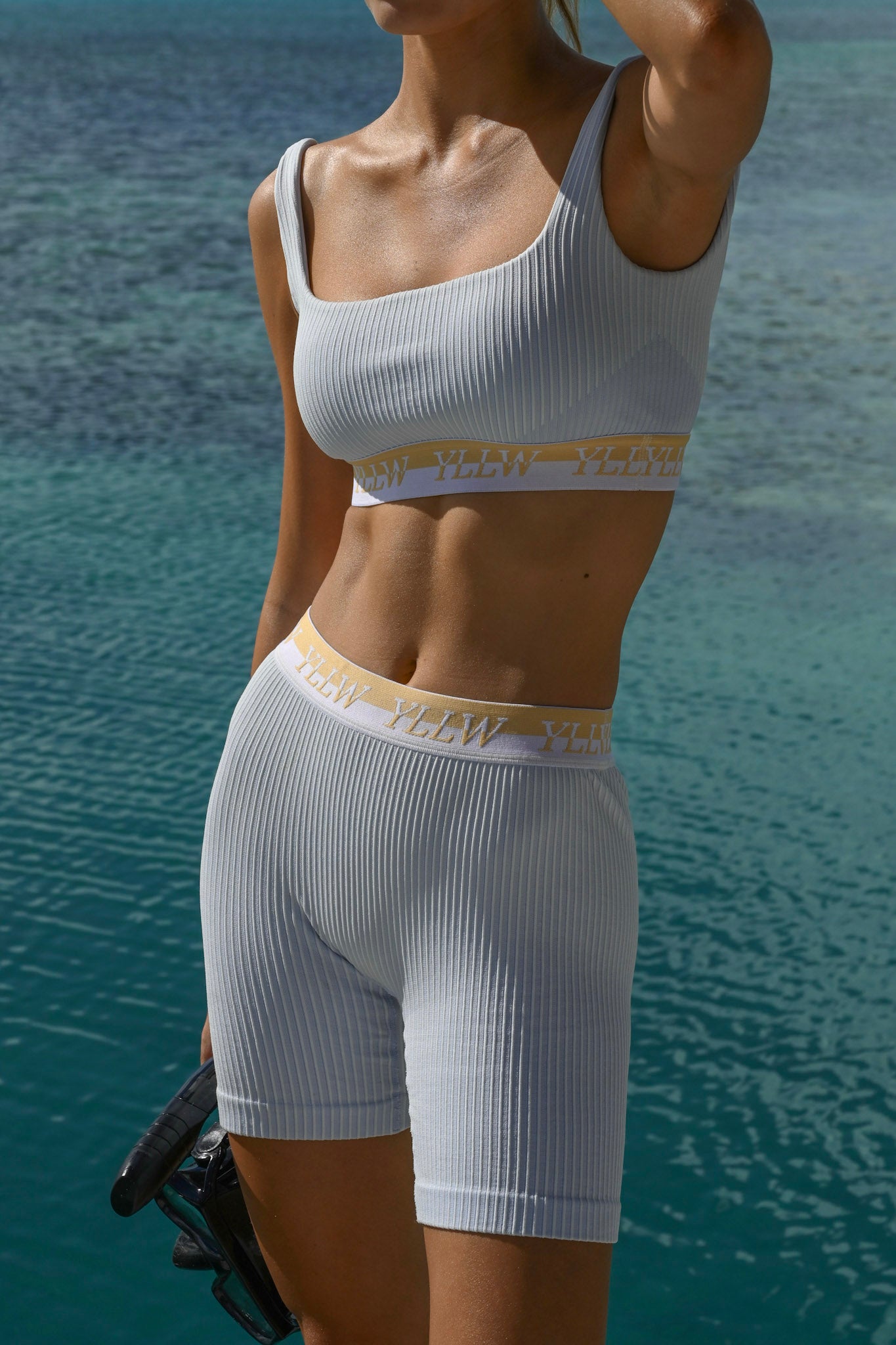Brice Ribbed Bra — Azurro